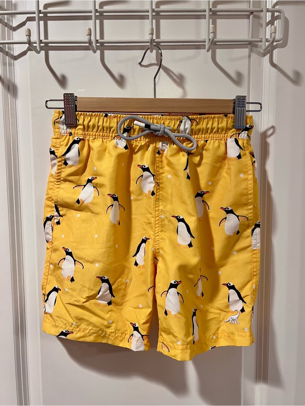 Amazon Kids Yellow Penguin Swim Trunks